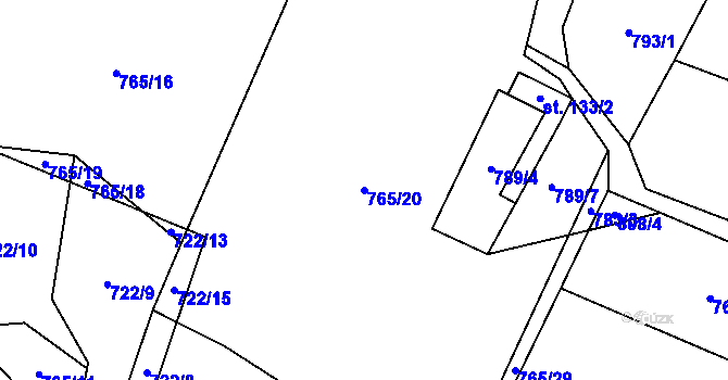 Parcela st. 765/20 v KÚ Skalice u Frýdku-Místku, Katastrální mapa