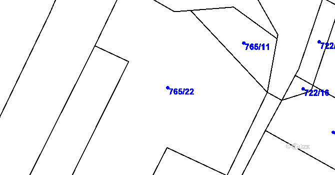 Parcela st. 765/22 v KÚ Skalice u Frýdku-Místku, Katastrální mapa
