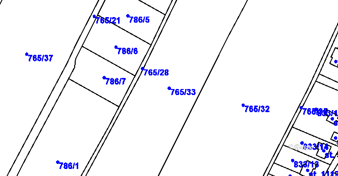 Parcela st. 765/33 v KÚ Skalice u Frýdku-Místku, Katastrální mapa