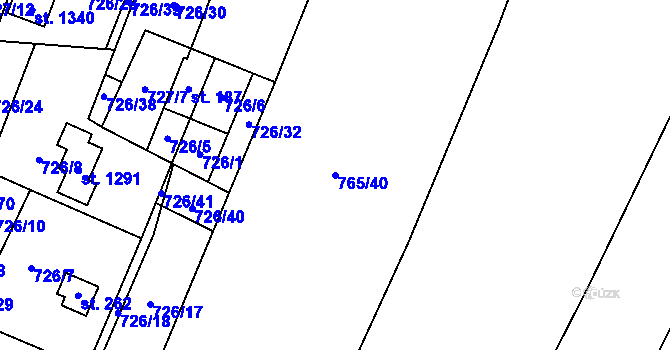 Parcela st. 765/40 v KÚ Skalice u Frýdku-Místku, Katastrální mapa
