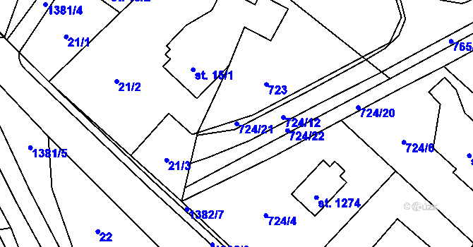 Parcela st. 724/21 v KÚ Skalice u Frýdku-Místku, Katastrální mapa
