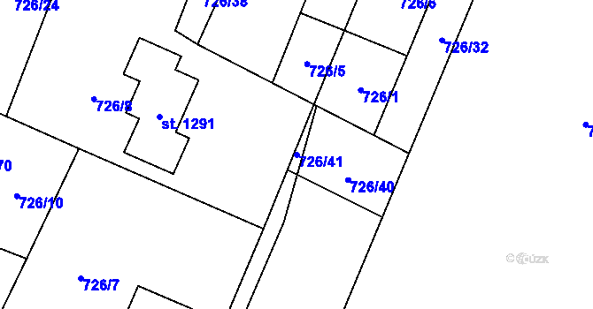 Parcela st. 726/41 v KÚ Skalice u Frýdku-Místku, Katastrální mapa