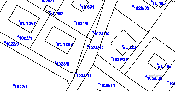 Parcela st. 1024/12 v KÚ Skalice u Frýdku-Místku, Katastrální mapa