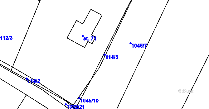 Parcela st. 114/3 v KÚ Skalice u Frýdku-Místku, Katastrální mapa