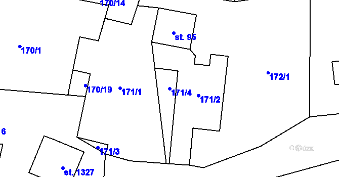 Parcela st. 171/4 v KÚ Skalice u Frýdku-Místku, Katastrální mapa