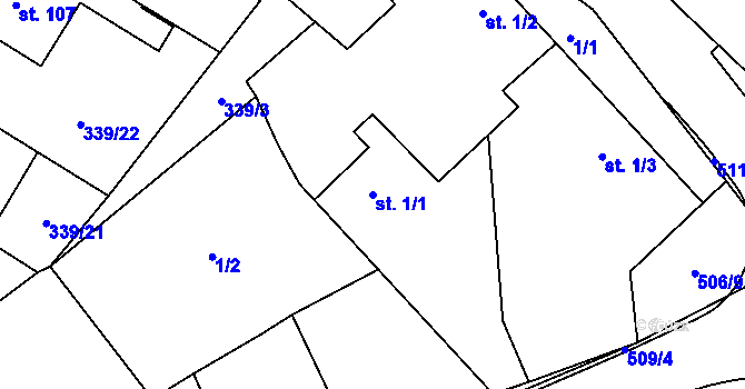 Parcela st. 1/1 v KÚ Skalice nad Svitavou, Katastrální mapa