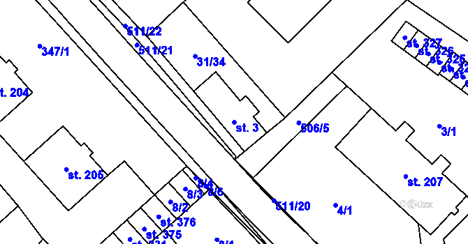 Parcela st. 3 v KÚ Skalice nad Svitavou, Katastrální mapa