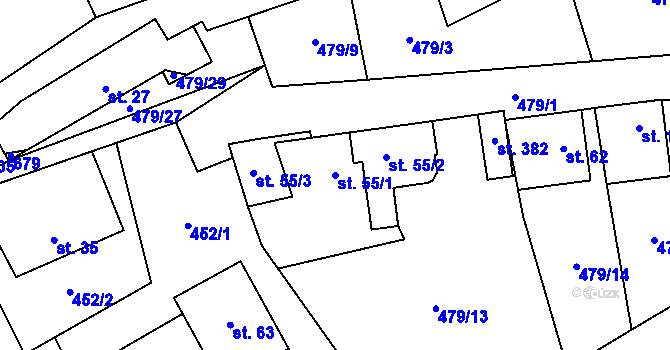 Parcela st. 55/1 v KÚ Skalice nad Svitavou, Katastrální mapa