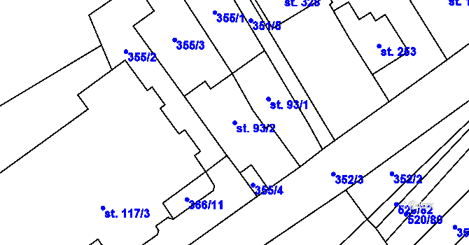 Parcela st. 93/2 v KÚ Skalice nad Svitavou, Katastrální mapa