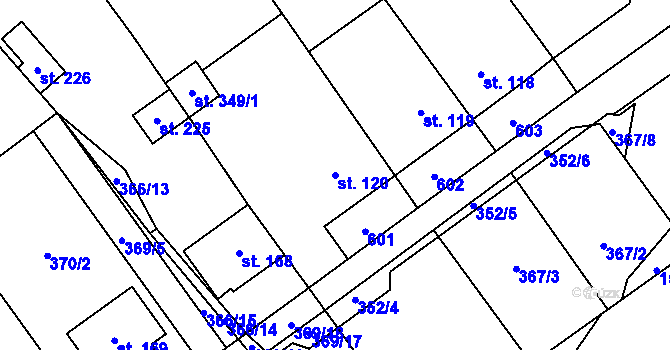 Parcela st. 120 v KÚ Skalice nad Svitavou, Katastrální mapa