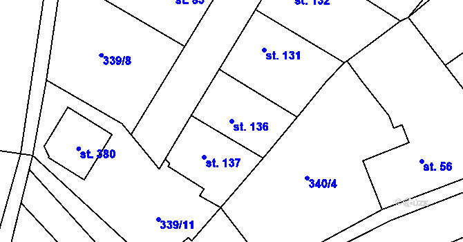 Parcela st. 136 v KÚ Skalice nad Svitavou, Katastrální mapa