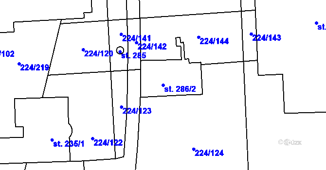 Parcela st. 286/2 v KÚ Skalice nad Svitavou, Katastrální mapa