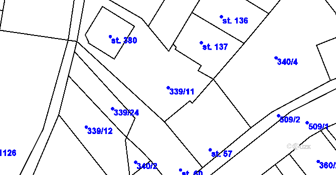 Parcela st. 339/11 v KÚ Skalice nad Svitavou, Katastrální mapa