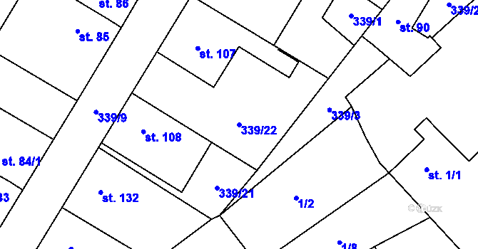 Parcela st. 339/22 v KÚ Skalice nad Svitavou, Katastrální mapa
