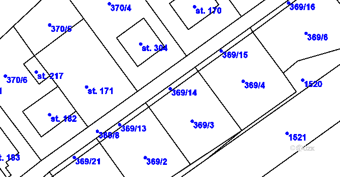 Parcela st. 369/14 v KÚ Skalice nad Svitavou, Katastrální mapa