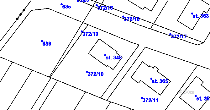 Parcela st. 348 v KÚ Skalice nad Svitavou, Katastrální mapa