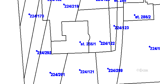 Parcela st. 235/1 v KÚ Skalice nad Svitavou, Katastrální mapa