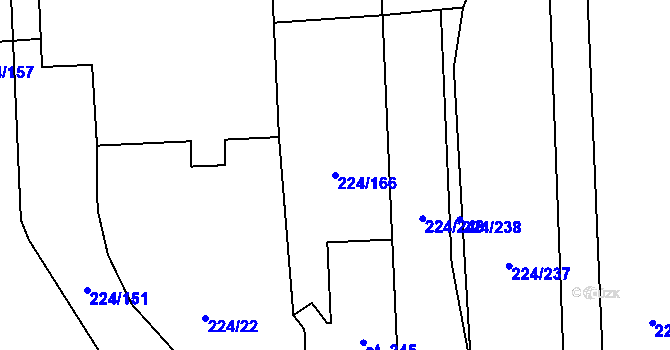 Parcela st. 224/166 v KÚ Skalice nad Svitavou, Katastrální mapa