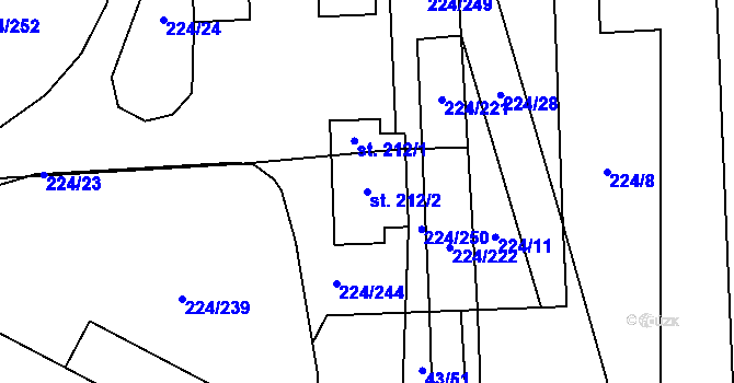 Parcela st. 212/2 v KÚ Skalice nad Svitavou, Katastrální mapa