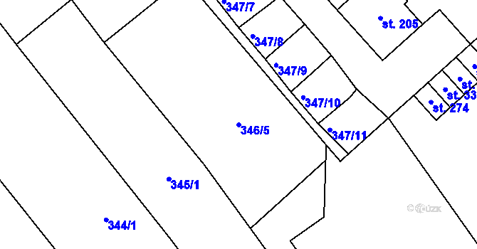 Parcela st. 346/5 v KÚ Skalice nad Svitavou, Katastrální mapa