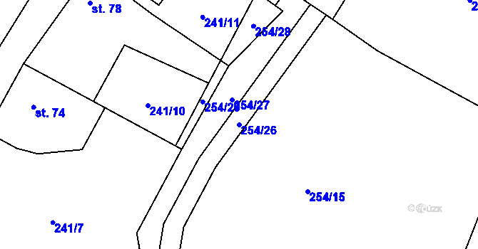 Parcela st. 254/26 v KÚ Skaličany, Katastrální mapa