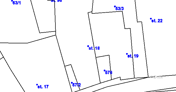 Parcela st. 18 v KÚ Skaličany, Katastrální mapa