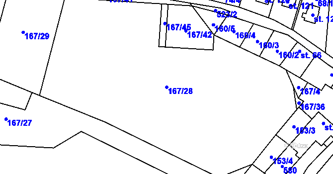 Parcela st. 167/28 v KÚ Skaličany, Katastrální mapa
