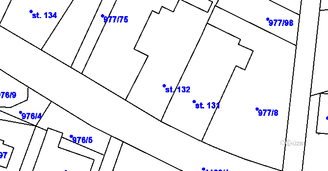 Parcela st. 132 v KÚ Skalička nad Labem, Katastrální mapa