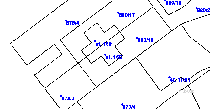 Parcela st. 168 v KÚ Skalička nad Labem, Katastrální mapa