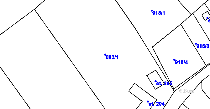 Parcela st. 883/1 v KÚ Skalička nad Labem, Katastrální mapa