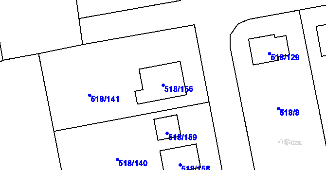 Parcela st. 518/156 v KÚ Skalička u Hranic, Katastrální mapa
