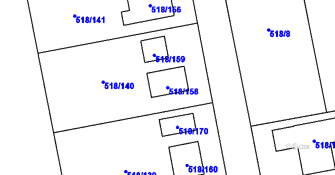 Parcela st. 518/158 v KÚ Skalička u Hranic, Katastrální mapa