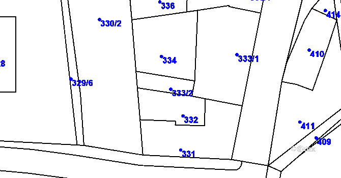 Parcela st. 333/2 v KÚ Skalička u Hranic, Katastrální mapa
