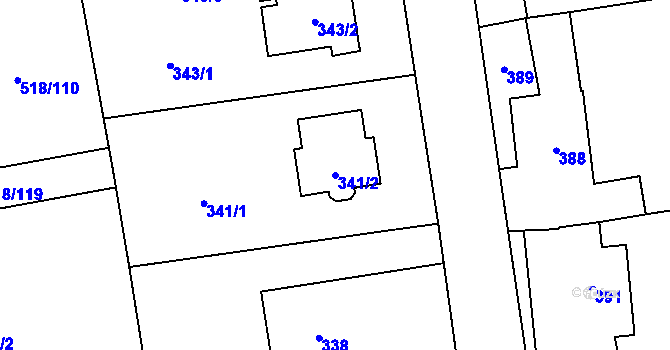 Parcela st. 341/2 v KÚ Skalička u Hranic, Katastrální mapa