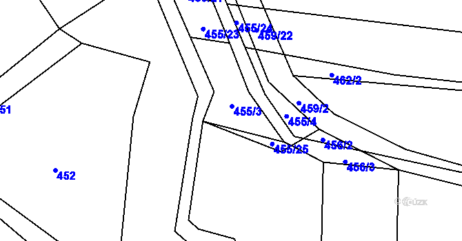 Parcela st. 455/3 v KÚ Skalička u Hranic, Katastrální mapa
