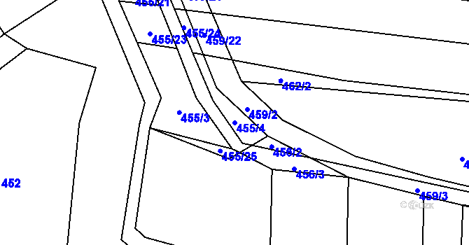 Parcela st. 455/4 v KÚ Skalička u Hranic, Katastrální mapa