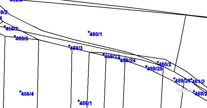 Parcela st. 459/23 v KÚ Skalička u Hranic, Katastrální mapa