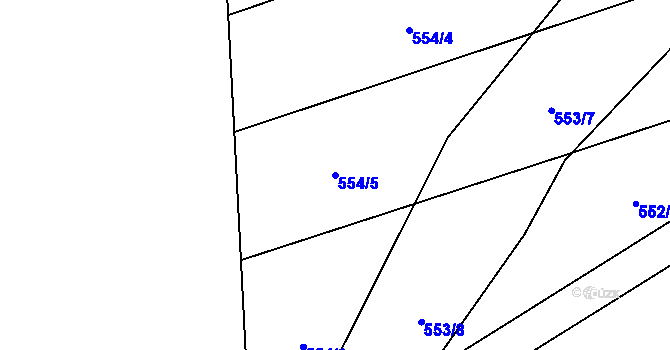Parcela st. 554/5 v KÚ Skalička u Hranic, Katastrální mapa