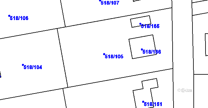 Parcela st. 518/105 v KÚ Skalička u Hranic, Katastrální mapa