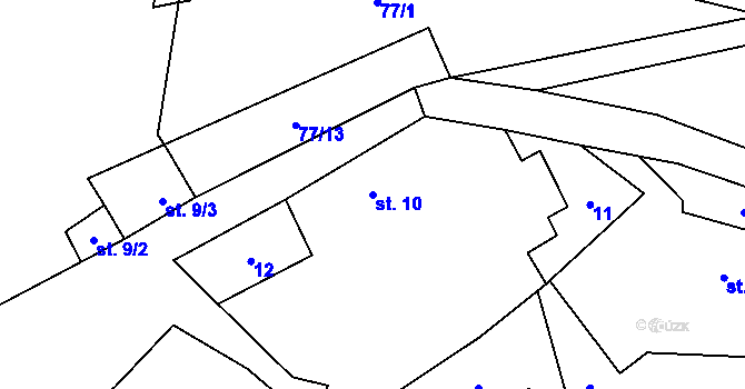 Parcela st. 10 v KÚ Skalka u Blíževedel, Katastrální mapa