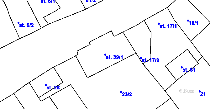 Parcela st. 39/1 v KÚ Skalka u Blíževedel, Katastrální mapa