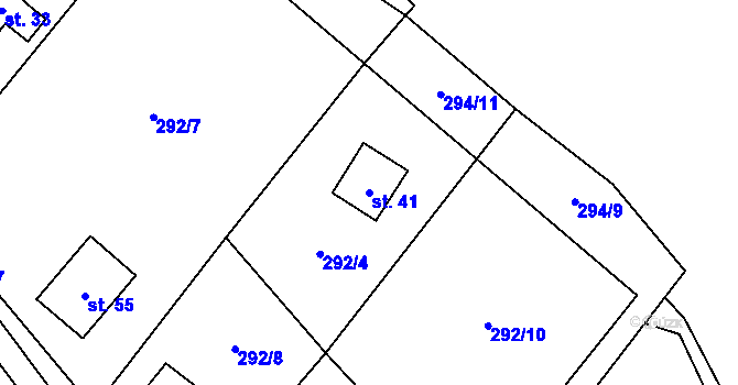 Parcela st. 41 v KÚ Skalka u Blíževedel, Katastrální mapa