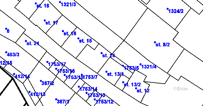 Parcela st. 14 v KÚ Skalka u Kyjova, Katastrální mapa