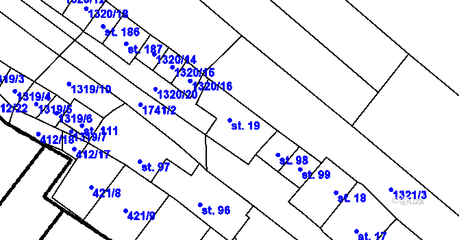 Parcela st. 19 v KÚ Skalka u Kyjova, Katastrální mapa