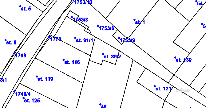 Parcela st. 89/2 v KÚ Skalka u Kyjova, Katastrální mapa