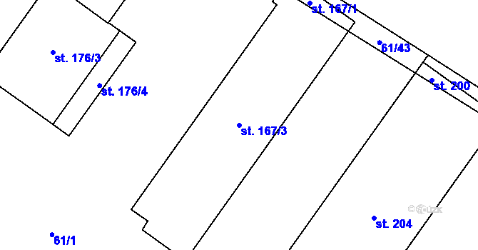 Parcela st. 167/3 v KÚ Skalka u Kyjova, Katastrální mapa
