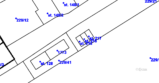Parcela st. 215 v KÚ Skalka u Kyjova, Katastrální mapa