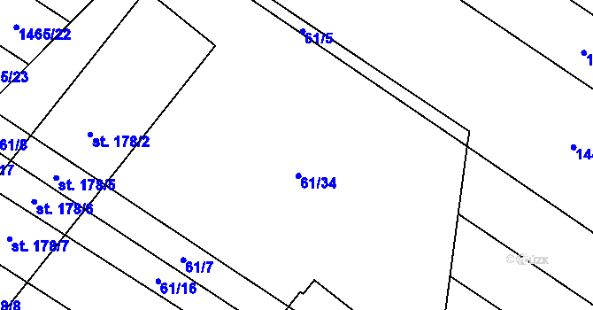 Parcela st. 61/11 v KÚ Skalka u Kyjova, Katastrální mapa