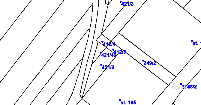 Parcela st. 421/49 v KÚ Skalka u Kyjova, Katastrální mapa