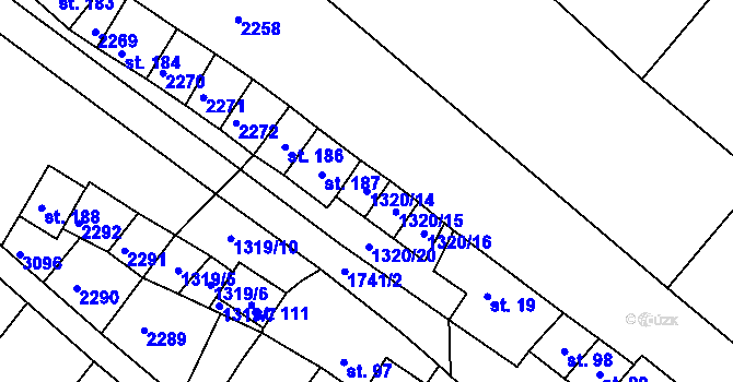 Parcela st. 1320/14 v KÚ Skalka u Kyjova, Katastrální mapa